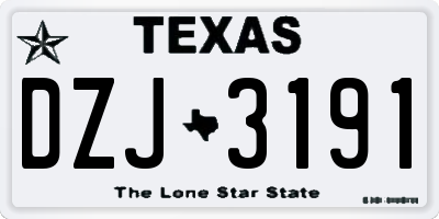 TX license plate DZJ3191
