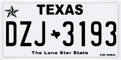 TX license plate DZJ3193
