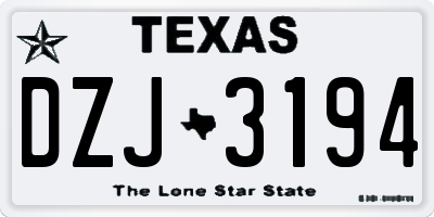 TX license plate DZJ3194