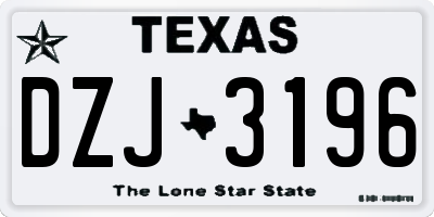 TX license plate DZJ3196