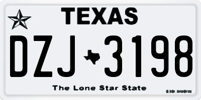 TX license plate DZJ3198