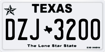 TX license plate DZJ3200