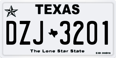 TX license plate DZJ3201
