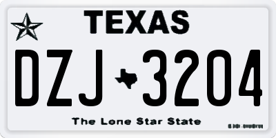 TX license plate DZJ3204