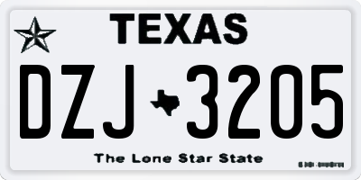 TX license plate DZJ3205