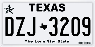 TX license plate DZJ3209