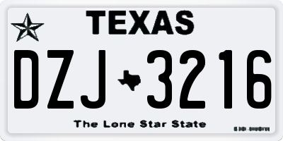 TX license plate DZJ3216
