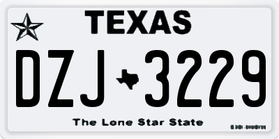 TX license plate DZJ3229