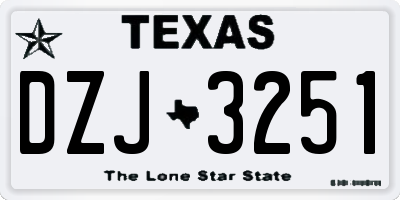 TX license plate DZJ3251