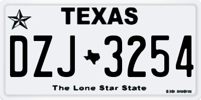 TX license plate DZJ3254