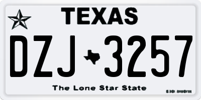 TX license plate DZJ3257