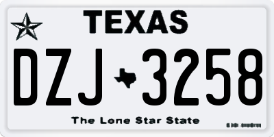 TX license plate DZJ3258