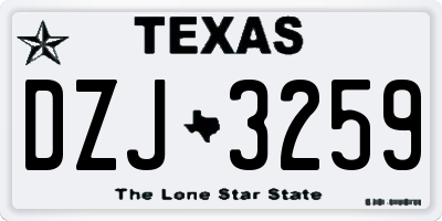 TX license plate DZJ3259