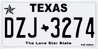 TX license plate DZJ3274