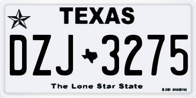 TX license plate DZJ3275