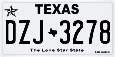 TX license plate DZJ3278