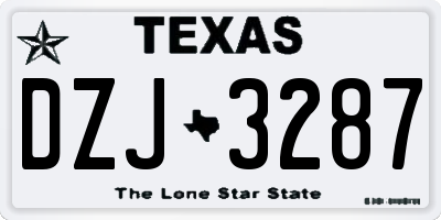 TX license plate DZJ3287