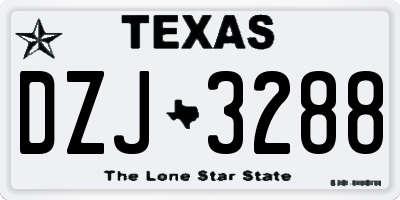 TX license plate DZJ3288