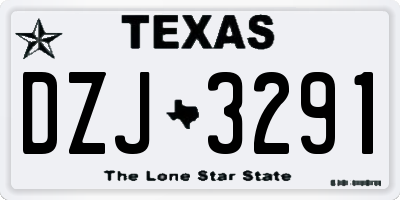 TX license plate DZJ3291