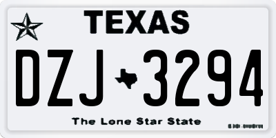 TX license plate DZJ3294