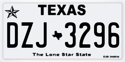 TX license plate DZJ3296