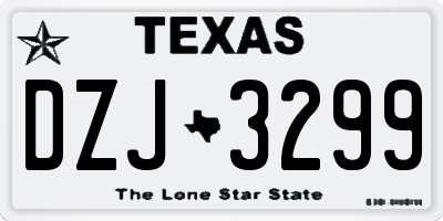 TX license plate DZJ3299