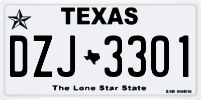 TX license plate DZJ3301