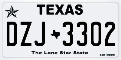TX license plate DZJ3302