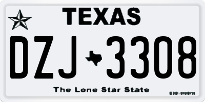 TX license plate DZJ3308