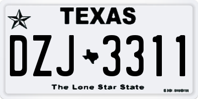 TX license plate DZJ3311