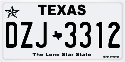 TX license plate DZJ3312