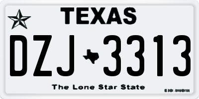 TX license plate DZJ3313