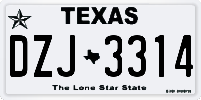 TX license plate DZJ3314