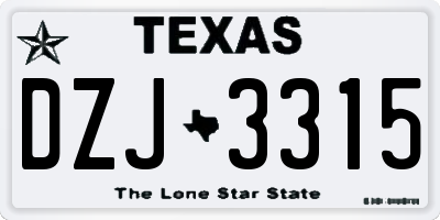 TX license plate DZJ3315