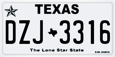 TX license plate DZJ3316