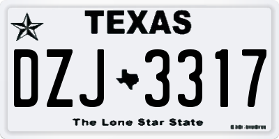 TX license plate DZJ3317