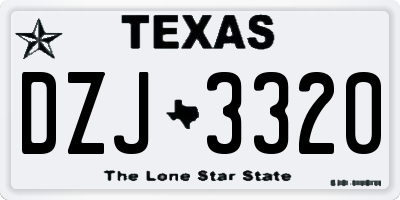 TX license plate DZJ3320