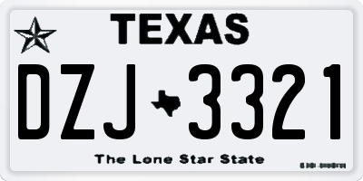 TX license plate DZJ3321