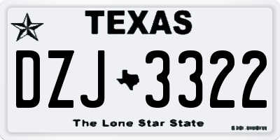 TX license plate DZJ3322
