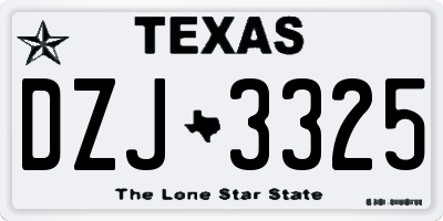 TX license plate DZJ3325