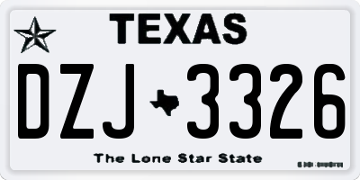 TX license plate DZJ3326