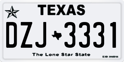 TX license plate DZJ3331