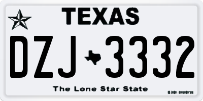 TX license plate DZJ3332