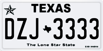 TX license plate DZJ3333