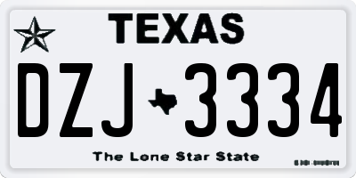 TX license plate DZJ3334