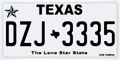 TX license plate DZJ3335