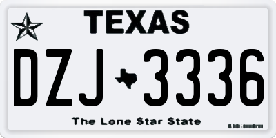 TX license plate DZJ3336