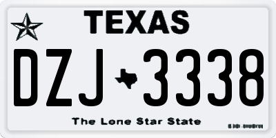 TX license plate DZJ3338