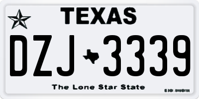TX license plate DZJ3339