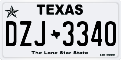TX license plate DZJ3340